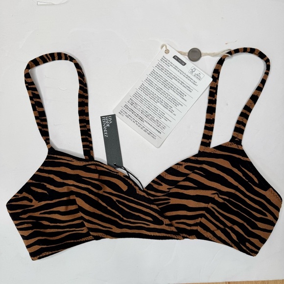 NWT Lisa Marie Fernandez Triangle Bikini Set Zebra Animal Print Stretch LMF Sz 3 - Picture 11 of 15